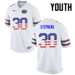 Youth Florida Gators #30 Garrett Stephens NCAA Nike White USA Flag Fashion Authentic Stitched College Football Jersey VJT6362TP